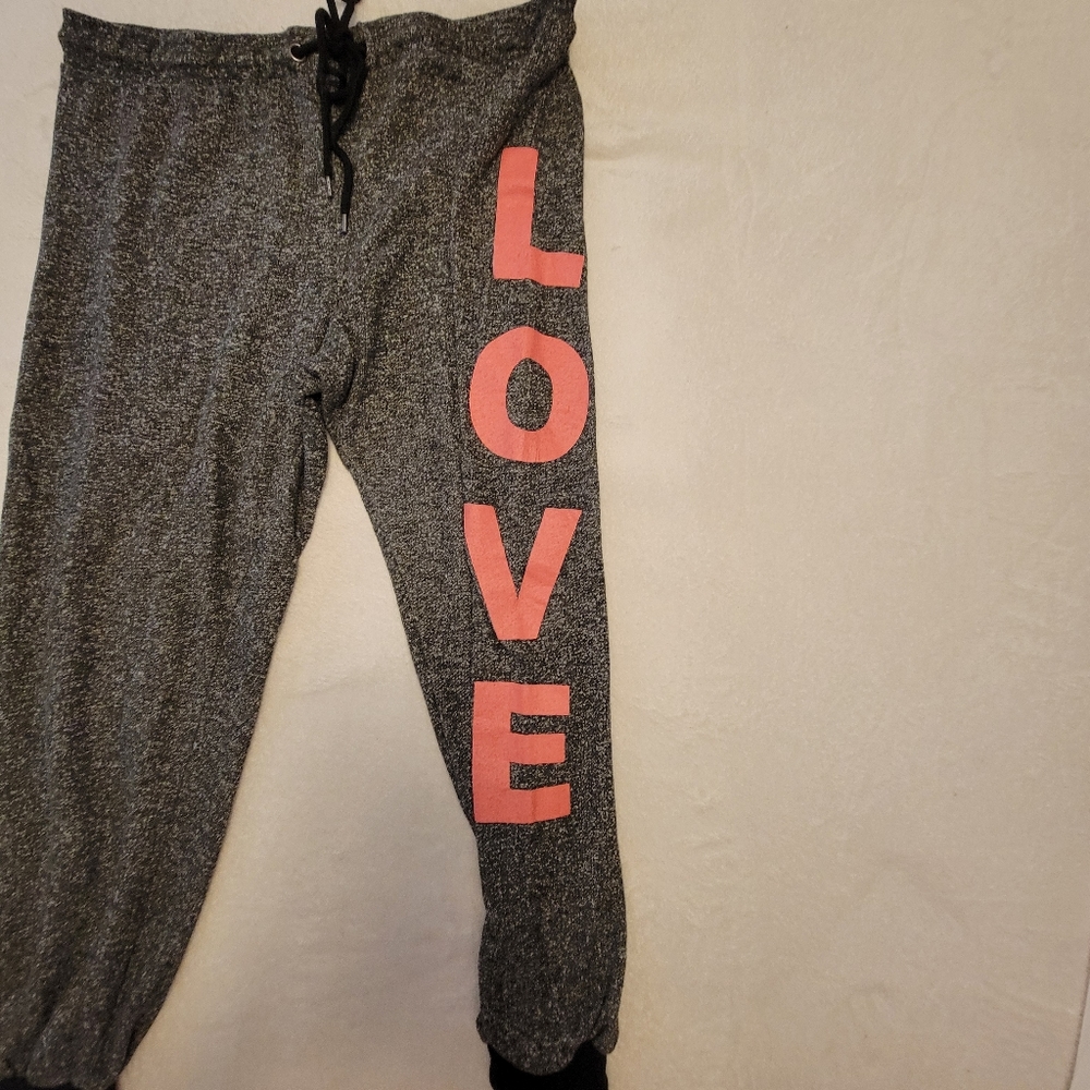 Inspired Hearts LOVE Sweatpants Sweats Joggers Track Pants 1X Black Speckle Tie